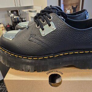 Dr Martens Quad Piercing Milled Napa Leather Black Platform Boots Size 11 NEW